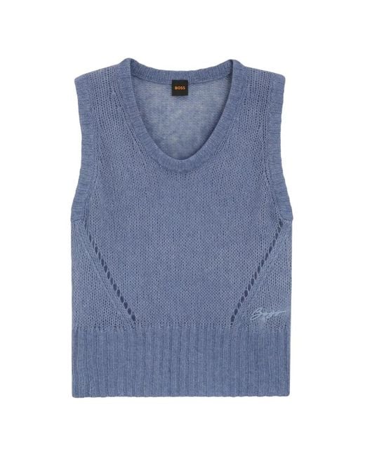 Boss Blue C_Frignac V-Neck Ribbed Vest