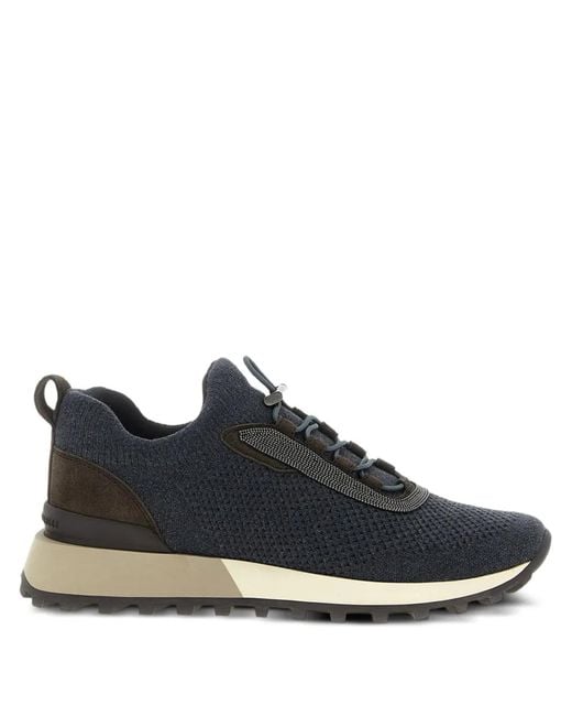 Brunello Cucinelli Black Knitted Suede Sneakers