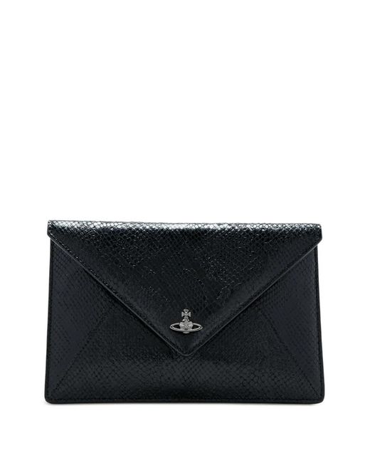 Vivienne Westwood Black Orb Leather Clutch Bag