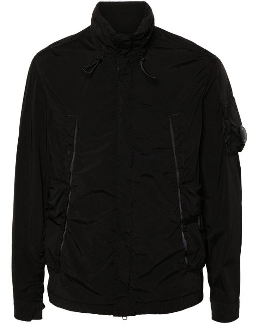 C P Company Black Lens-detail Concealed-hood Jacket for men