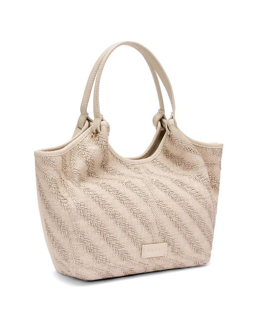 Frau Natural Mini Herringbone-Pattern Raffia Tote Bag