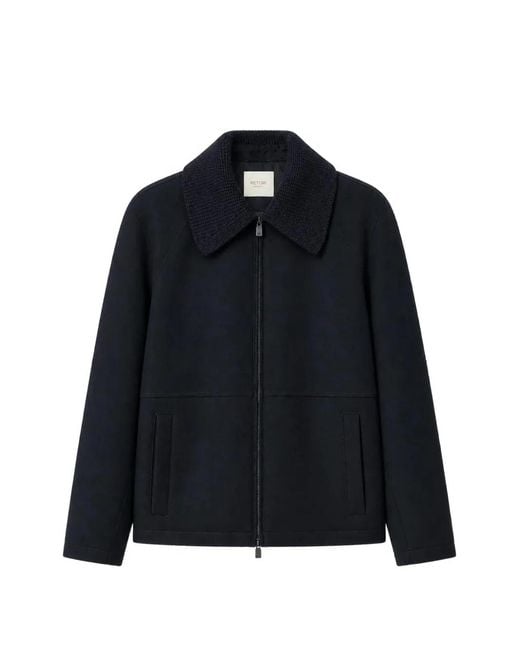 RETORI Blue Detachable-Collar Wool Jacket for men