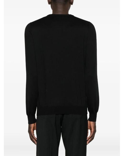 GIUUNO Black Crew-Neck Panelled Sweater for men