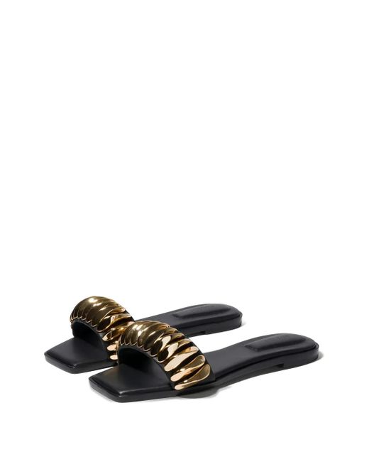 Jonathan Simkhai Black Ripple Flat Sandals