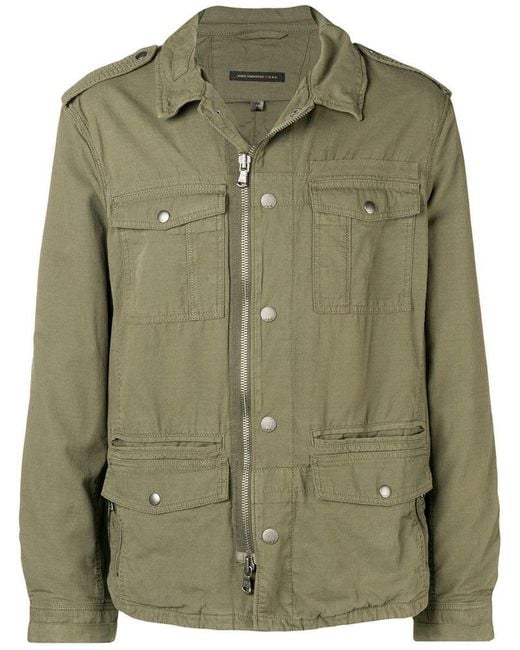 John Varvatos Green Embroidered Dragon Military Jacket for men