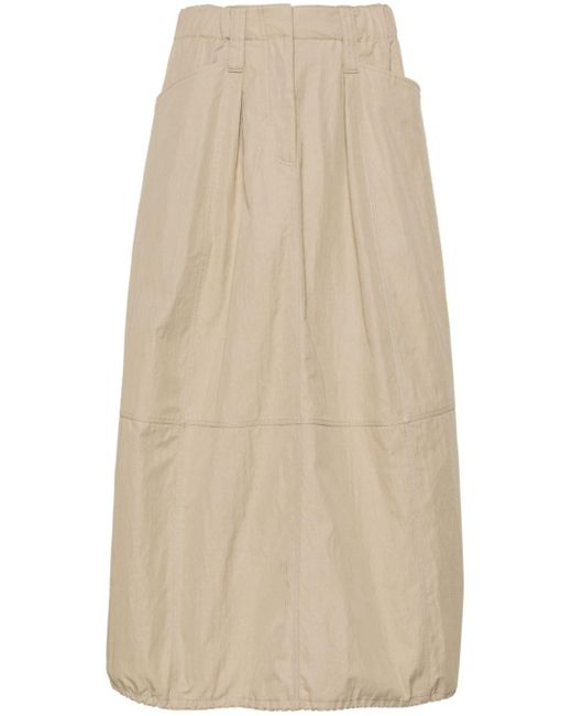 Brunello Cucinelli Natural Panelled Drawstring Midi Skirt