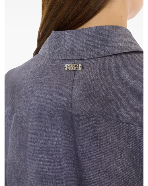 Alberta Ferretti Blue Logo-Plaque Shirt
