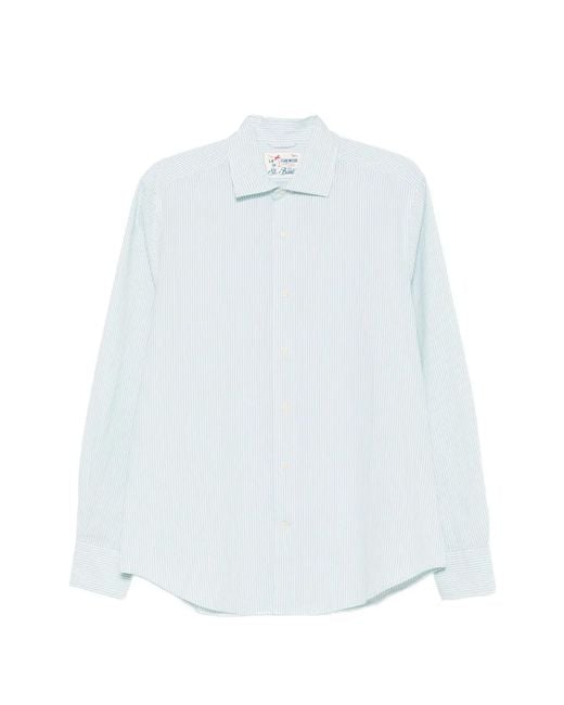 Mc2 Saint Barth White Pamplona Striped Long-Sleeve Shirt for men