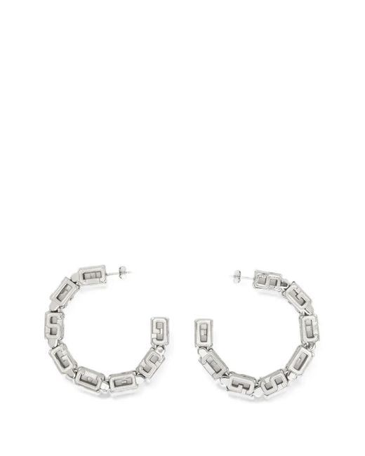 Gcds White Cube-Logo Half-Hoop Earrings