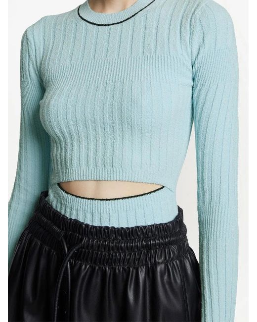 Proenza Schouler Blue Cut-Out Bouclé Knitted Top