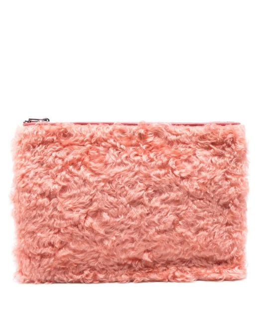 Miu Miu Lammy Clutch Met Rits in het Pink