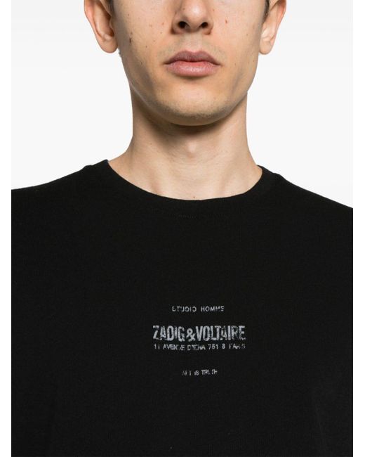 メンズ Zadig & Voltaire Jetty コットンブレンド Tシャツ Black