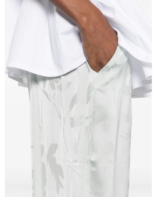Calvin Klein White Floral-Jacquard Relaxed-Fit Trousers