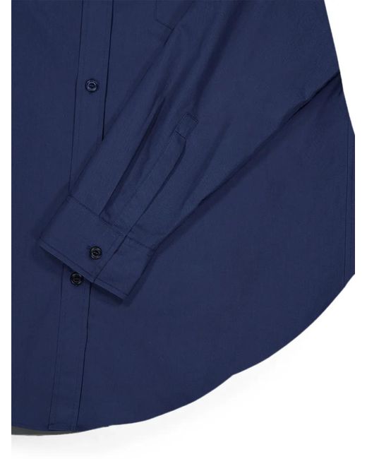 Balmain Blue Logo-Embroidered Chest-Pocket Shirt for men