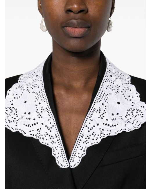 Simone Rocha Black Lace-Appliqué Double-Breasted Blazer