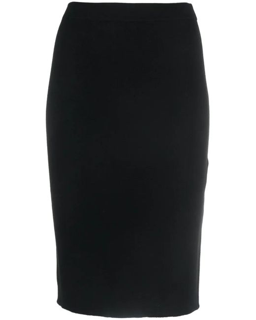 Saint Laurent Black Wool Midi Pencil Skirt