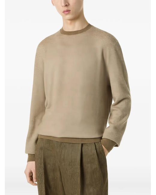 Loro Piana Natural Chevron-Knit Crew-Neck Sweater for men