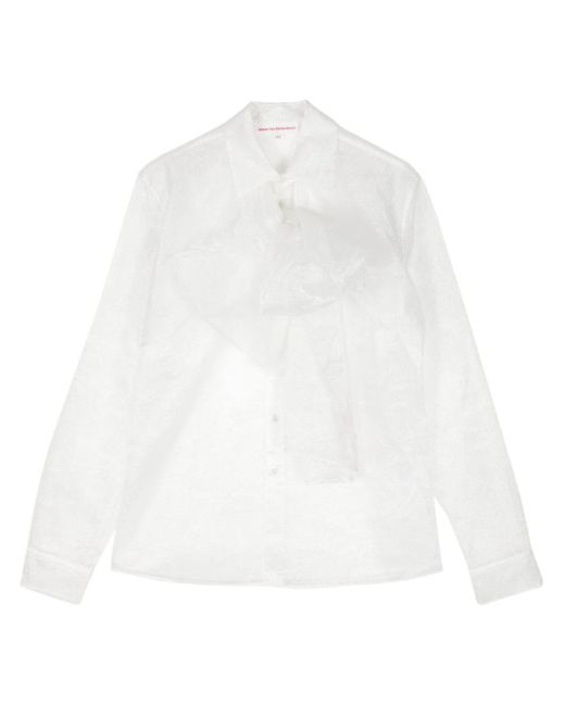 Camicia semi trasparente con fiocco di Walter Van Beirendonck in White da Uomo