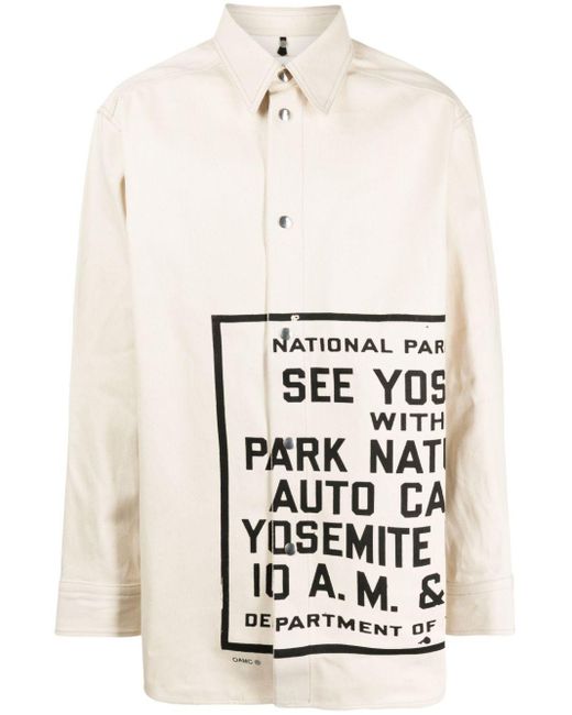 OAMC White Text-print Cotton Shirt for men