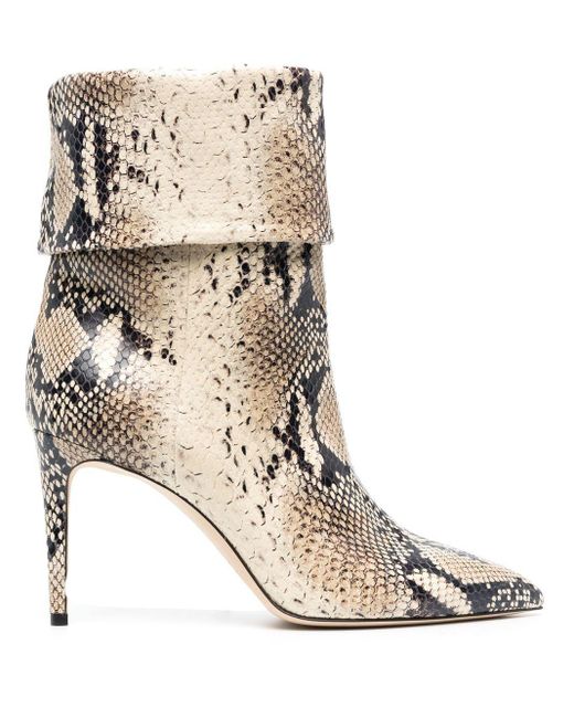 Paris Texas Leather 85mm Snakeskin-effect Ankle Boots in Natural | Lyst ...