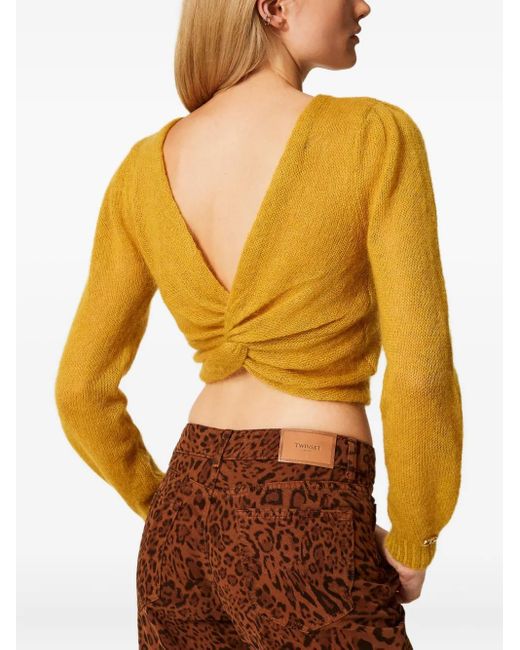 Twinset Yellow Twist-Detail Sweater