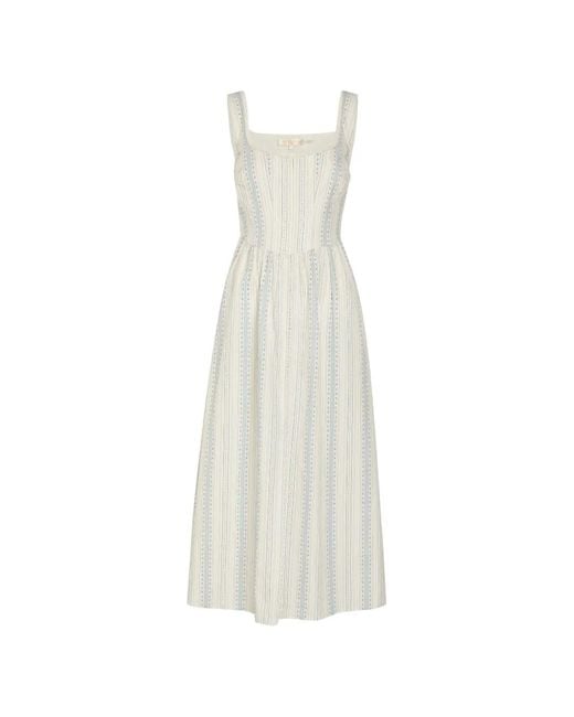 Robe Rayée Majory À Fleurs LoveShackFancy en coloris White