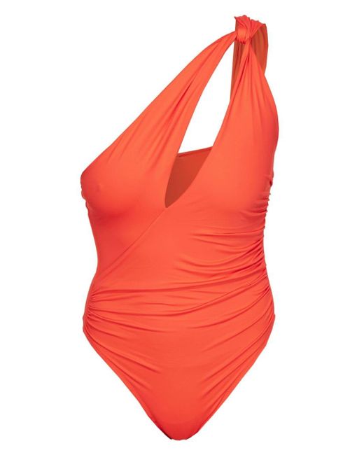 Pinko Orange One-shoulder Cut-out Swimsuit