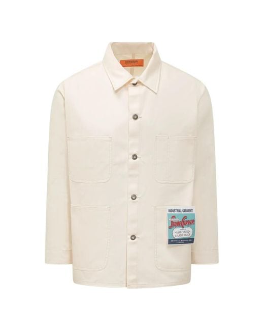 Universal Overall White Patch-Detail Shirt Jacket for men