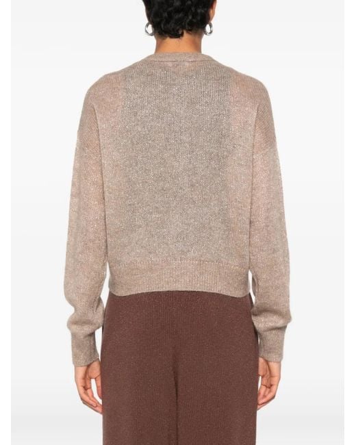 Brunello Cucinelli Natural Cardigan En Maille À Effet De Transparence