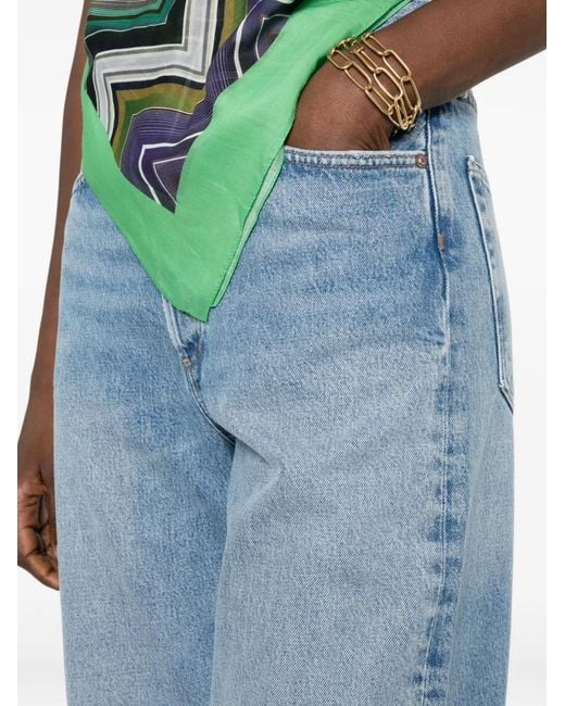 Agolde Blue Faded Wide-Leg Jeans