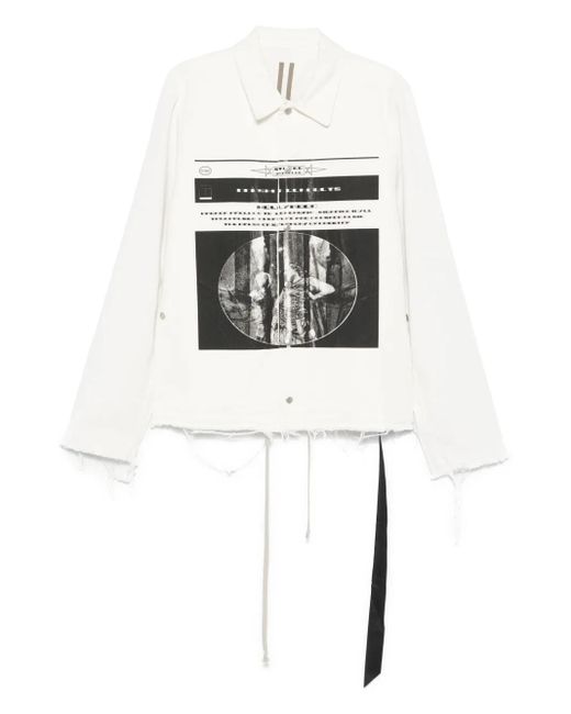 Rick Owens White Snapfront Jacket for men