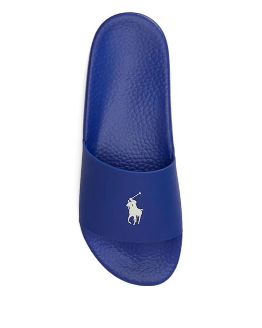 Polo Ralph Lauren Blue Logo-Patch Slides for men