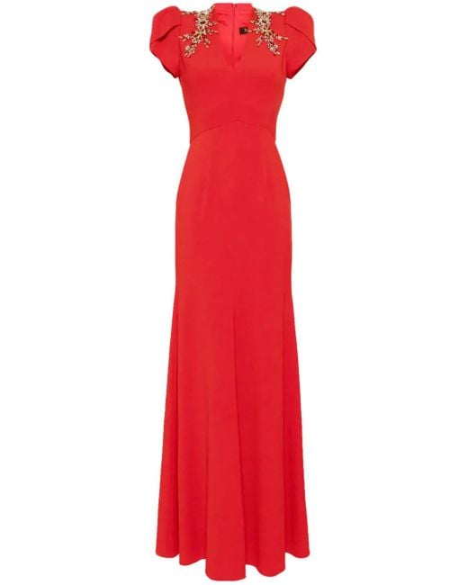 Jenny Packham Red Embellished Aries Gown