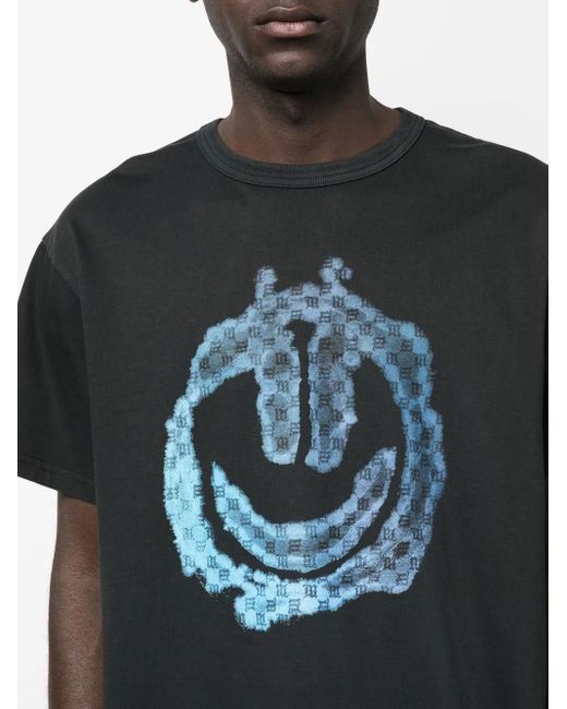 M I S B H V Black Monongram Smiley-Print T-Shirt for men