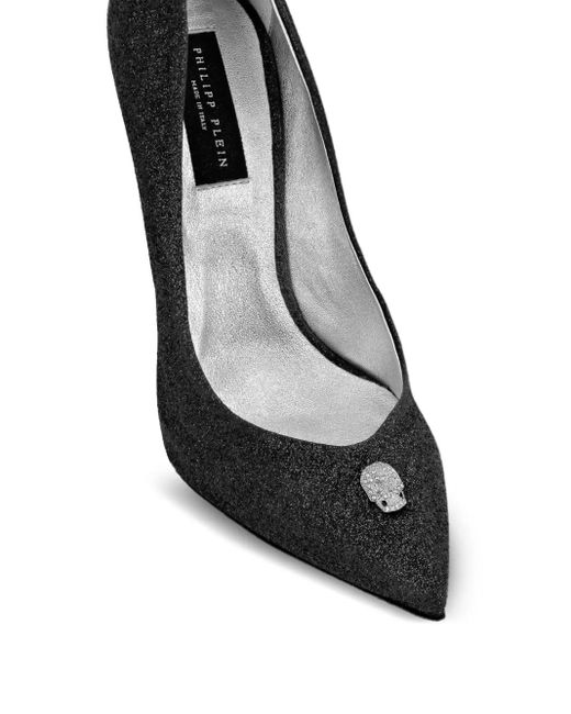 Philipp Plein Black Glitter-Detailed Stiletto Pumps