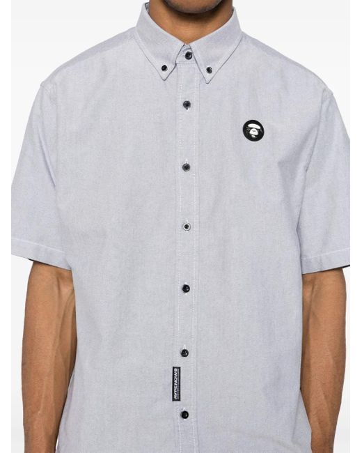Camicia Con Applicazione di Aape By A Bathing Ape in Blue da Uomo