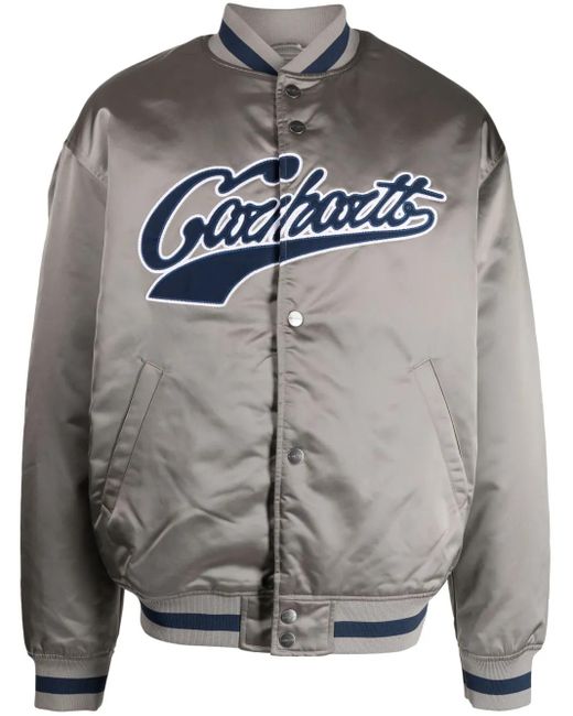 Carhartt Gray Logo-Patch Bomber Jacket for men