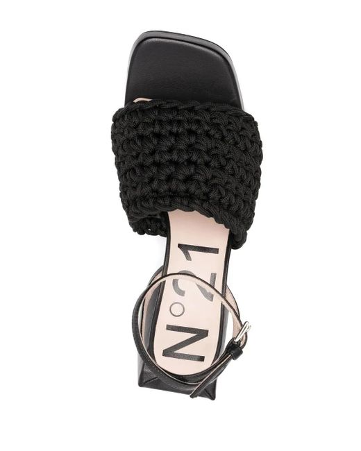 N°21 Black Braided High-Heel Sandals