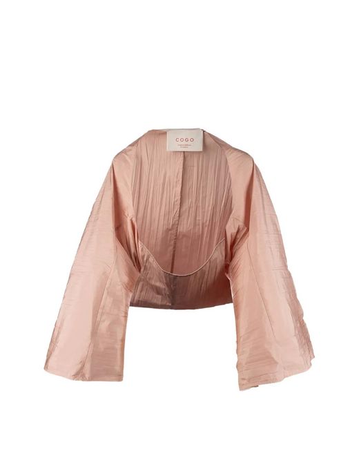 Co.Go Pink Long-Sleeved Linen Cropped Jacket