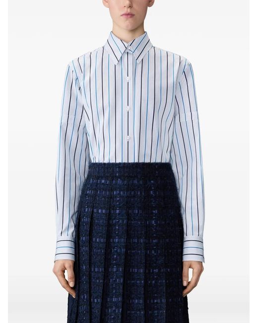 Thom Browne Blue Bar-Stripe Armband Shirt