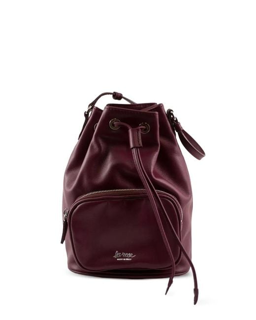 LA ROSE Purple Drawstring Zip Bucket Bag