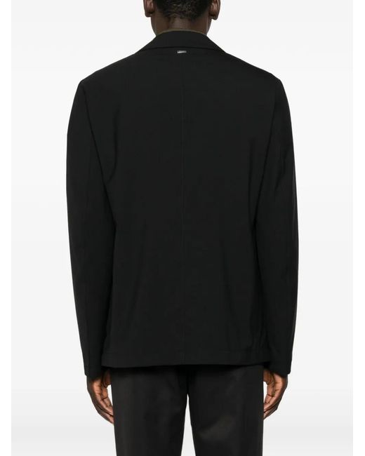 Herno Black Button-Fastening Patch-Pocket Overshirt for men