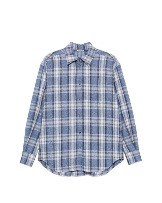 A.M.G Blue Check-Pattern Long-Sleeve Shirt