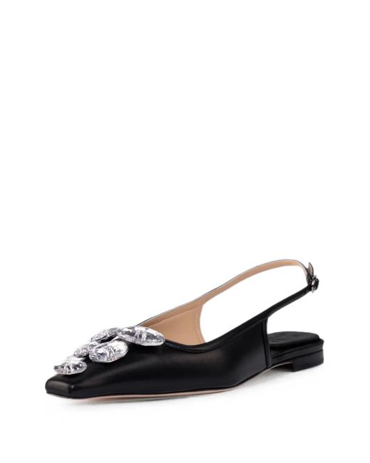 A.W.A.K.E. MODE White Crystal-Embellished Slingback Pumps