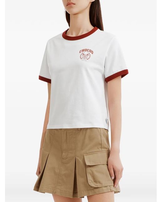 Chocoolate White Crew-Neck T-Shirt