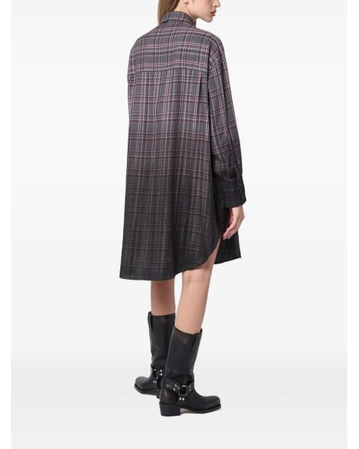 Palm Angels Gray Checked Dress