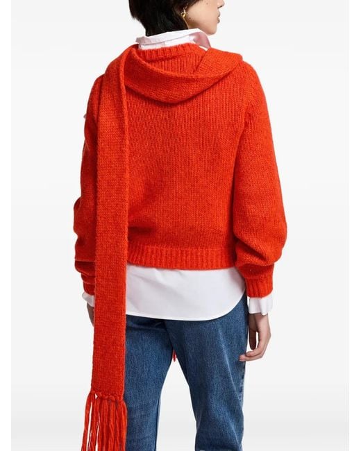 Essentiel Antwerp Red Kollier Bow-Embellished Sweater