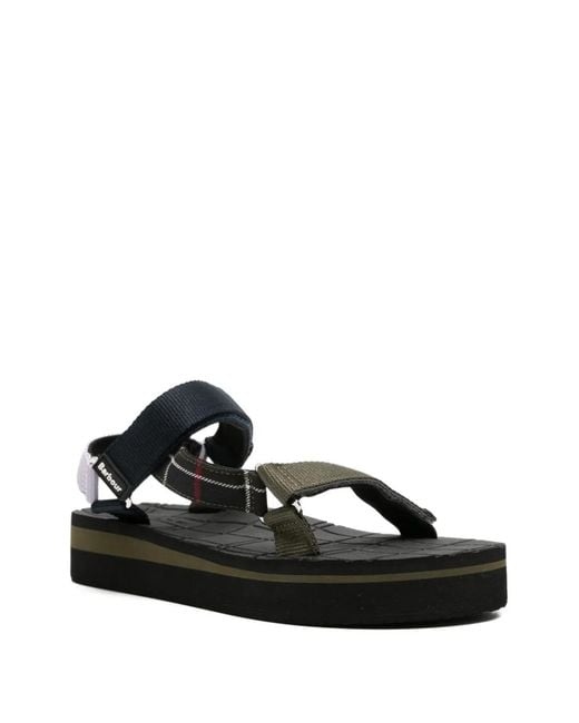 Barbour Black Mila Touch-Strap Sandals
