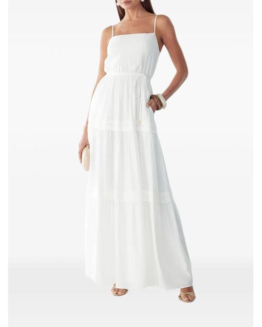 ST MRLO White Pleated Tiered Maxi Dress