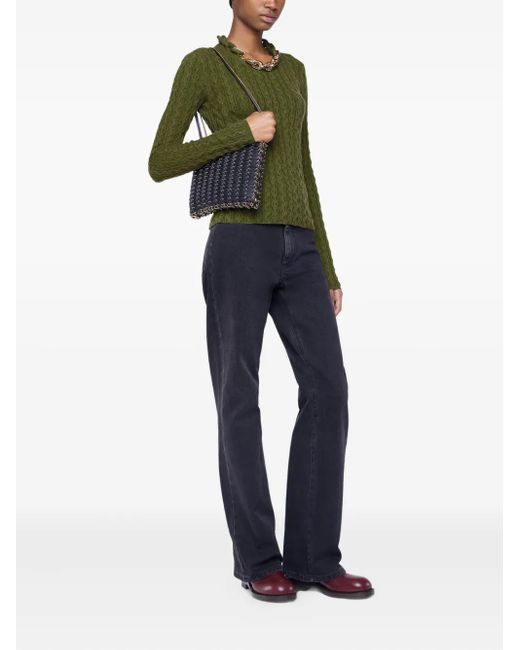 Rabanne Green Cable-Knit Top